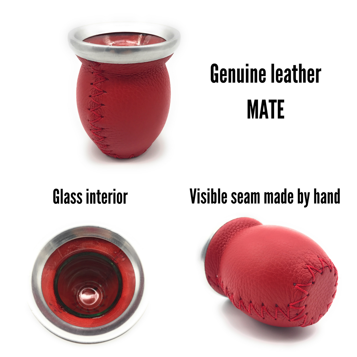 Leather & Glass Mate Gourd  & stainless steel bombilla | 5 colors
