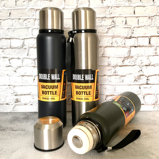 New and Improved! 30% lighter//30% mas liviano //Double wall vacuum insulated//Stainless Steel Thermos 1 Liter
