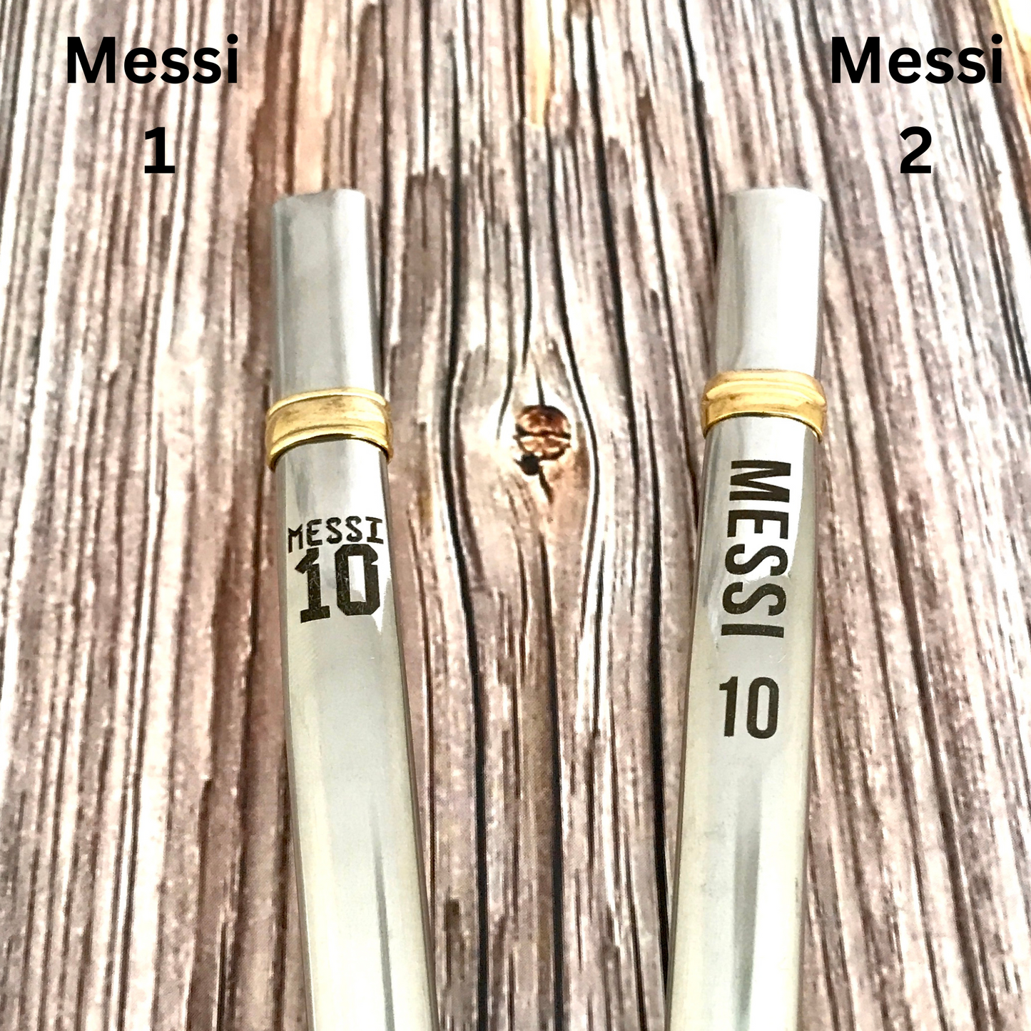 Soccer Bombilla: Argentina tri champion of the world, Stainless steel & bronze straw, laser engraving