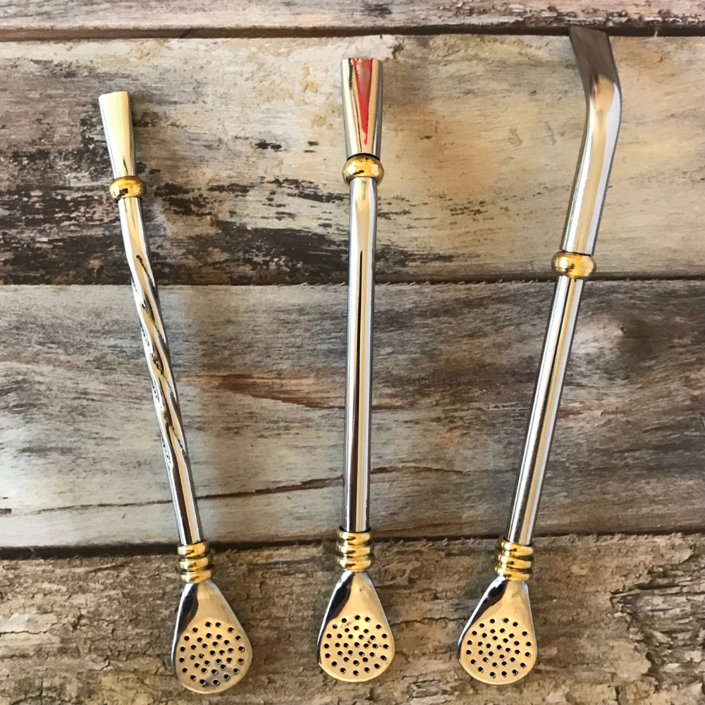 SET One bombilla & One cleaning brush PREMIUM  bombilla | Made in Argentina | Stainless steel & bronze  | Removable spoon style filter | 3 sizes/Style to choose from